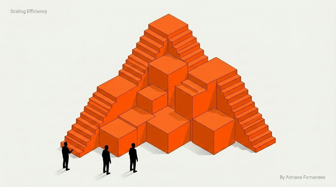 Scaling Efficiency Minimalist 3D Illustration