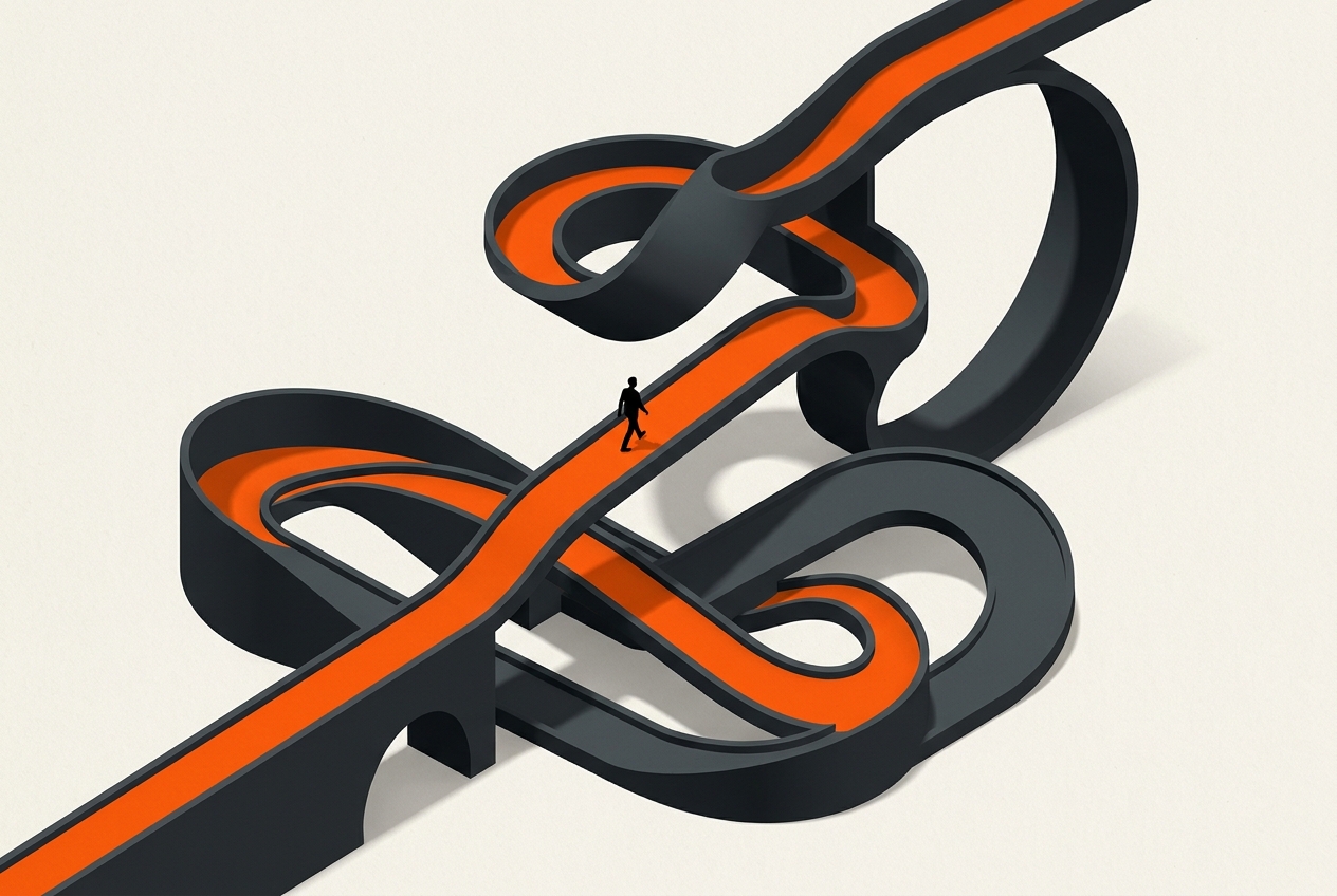 Flexibility in Crisis Minimalist 3D Illustration